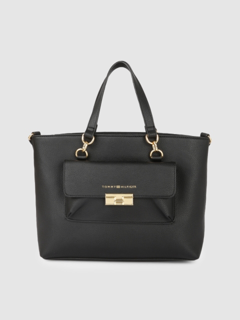

Tommy Hilfiger Black Solid PU Regular Shopper Shoulder Bag