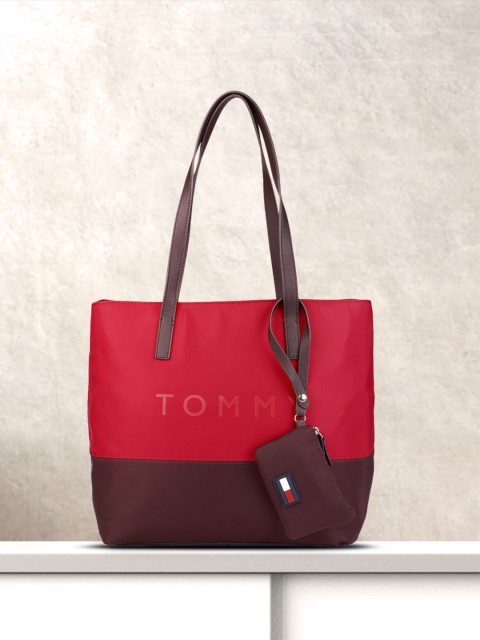 

Tommy Hilfiger Red & Burgundy Shopper Colourblocked Shoulder Bag
