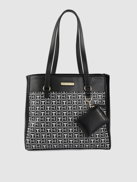 

Tommy Hilfiger Black & White Brand Logo Print Shoulder Bag