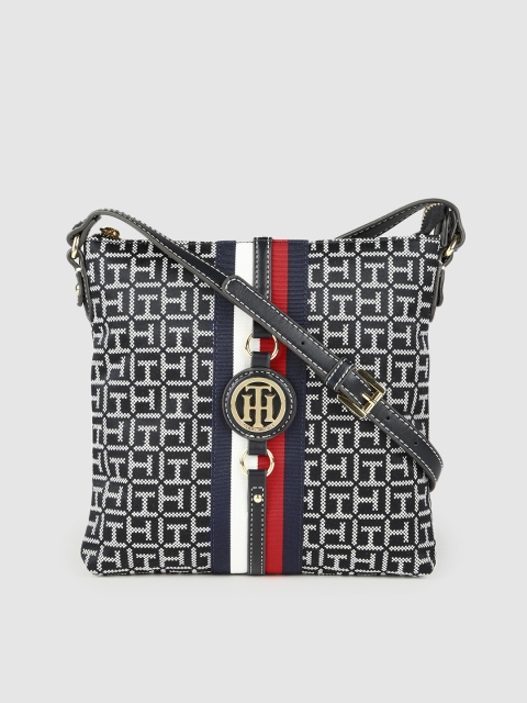 

Tommy Hilfiger Black & White Printed Structured Sling Bag