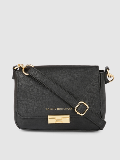 

Tommy Hilfiger Black Solid PU Regular Structured Sling Bag