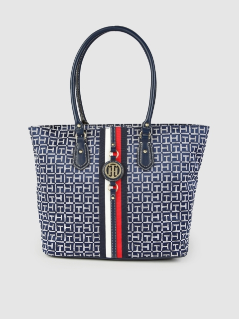 

Tommy Hilfiger Navy Blue & White Printed Structured Shoulder Bag
