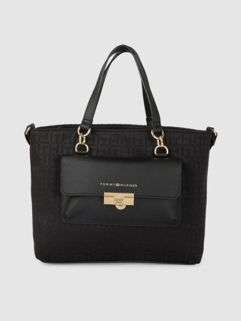 

Tommy Hilfiger Black Printed Fabric Regular Shopper Shoulder Bag
