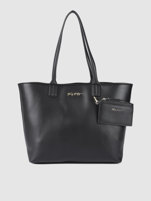 

Tommy Hilfiger Black Solid Structured Shoulder Bag With Pouch