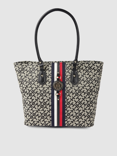 

Tommy Hilfiger Black & Cream- Coloured Printed Structured Shoulder Bag