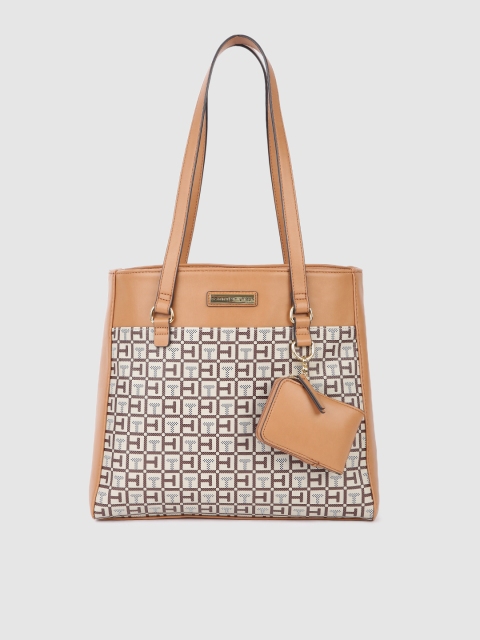 

Tommy Hilfiger Beige Printed PU Structured Shoulder Bag with Pouch