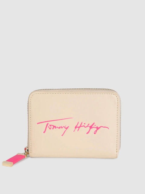 

Tommy Hilfiger Women Beige Typography Printed Zip Around Wallet