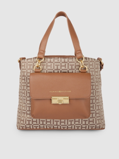 

Tommy Hilfiger Brown Printed Structured Handheld Bag
