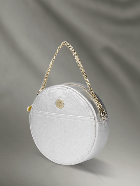 

Tommy Hilfiger Silver-Toned Round Structured Sling Bag