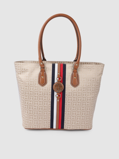 

Tommy Hilfiger Beige Typography Printed Shoulder Bag