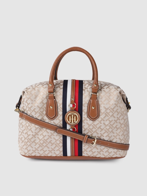

Tommy Hilfiger Beige Printed Bowling Handheld Bag
