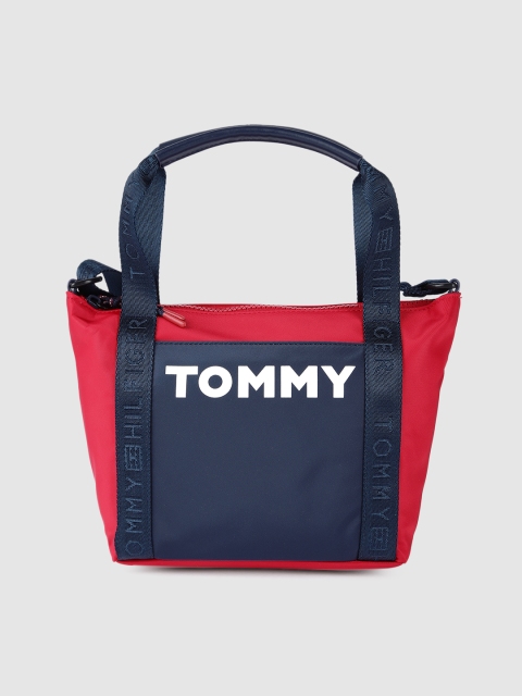 

Tommy Hilfiger Navy Blue & Red Printed Handheld Bag