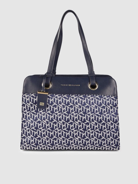

Tommy Hilfiger Navy Blue & White Printed Structured Shoulder Bag
