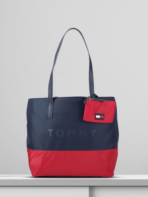 

Tommy Hilfiger Navy Blue & Red Colourblocked Shoulder Bag