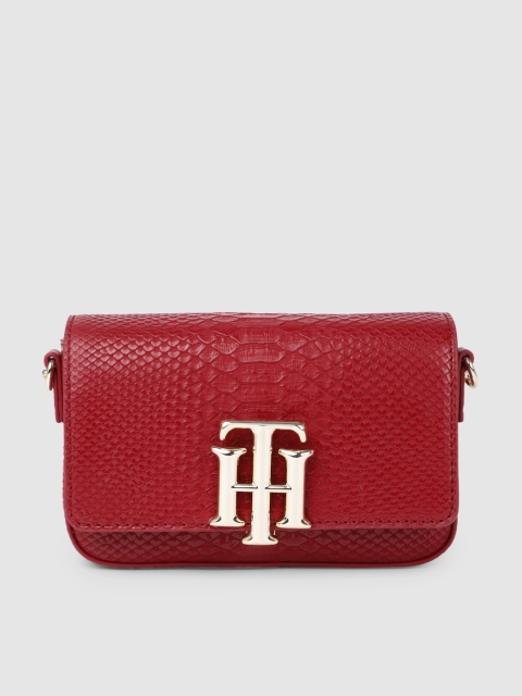 

Tommy Hilfiger Red Snake Textured TH LOCK MINI CROSSOVER Sling Bag