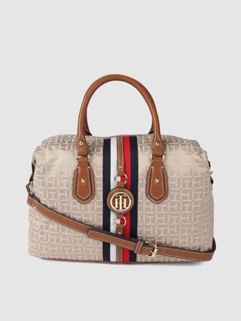 

Tommy Hilfiger Beige Printed Bowling Handheld Bag