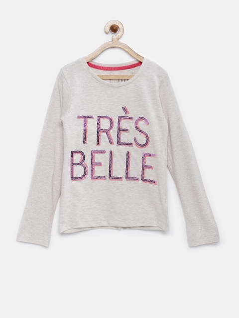 

Elle Kids Girls Grey Melange Sequinned T-shirt