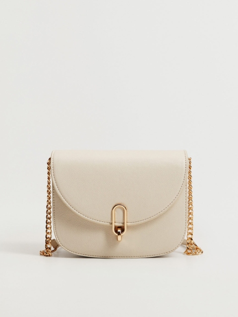 

MANGO Off-White Solid Structured Sling Bag
