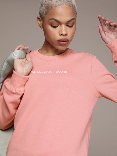 

Calvin Klein Jeans Women Pink Brand Logo Printed Sweatshirt