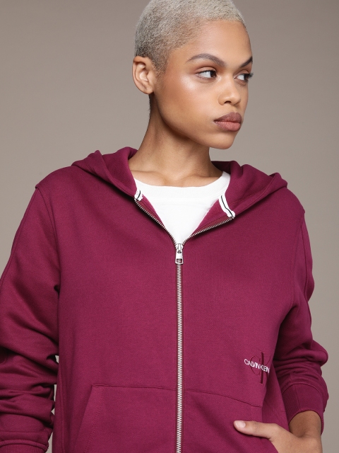 

Calvin Klein Jeans Women Burgundy Hooded Sweatshirt