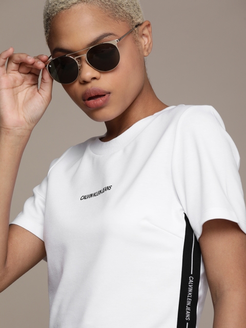 

Calvin Klein Jeans Women White Brand Logo Printed T-shirt