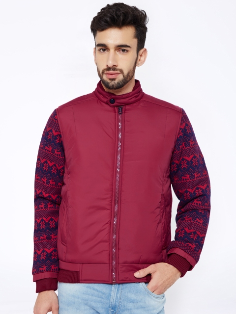 

British Club Maroon Printed Bomber Jacket