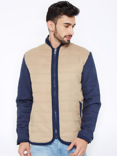 

British Club Beige & Navy Colourblocked Bomber Jacket