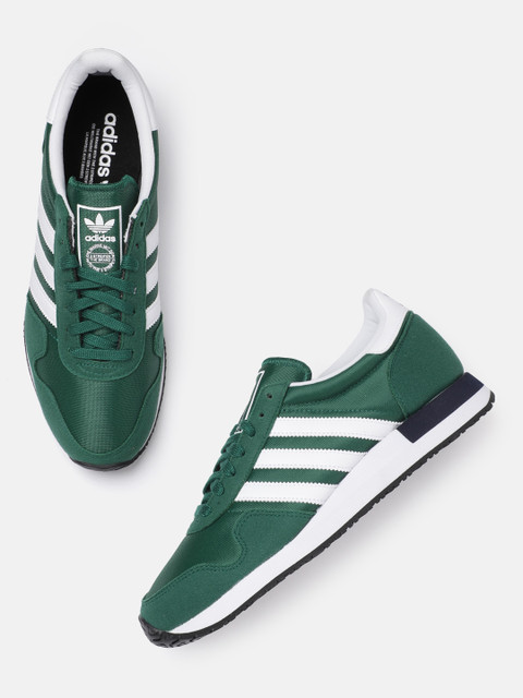 

ADIDAS Originals Men Green & White Striped USA 84 Sneakers