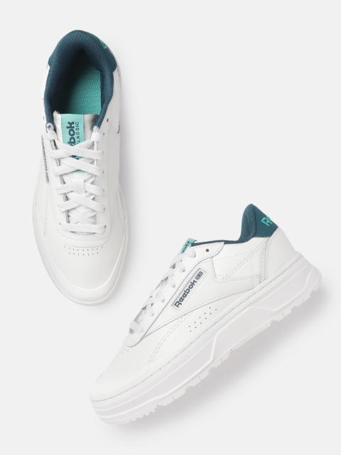 

Reebok Classic Women White Club C Double Geo Leather Flatform Sneakers