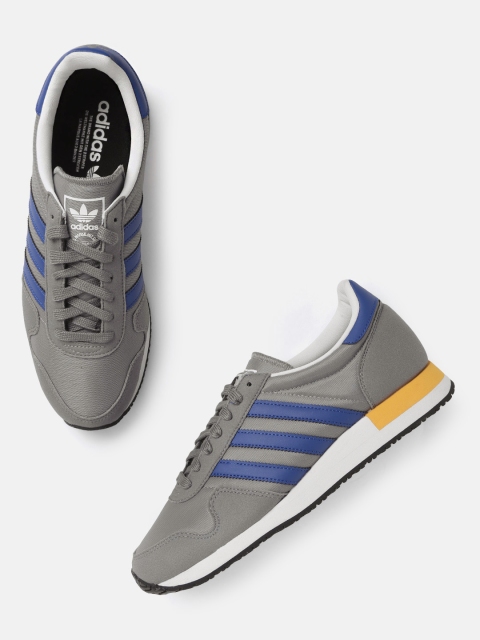 

ADIDAS Originals Men Charcoal Grey & Blue USA 84 Solid Sneakers