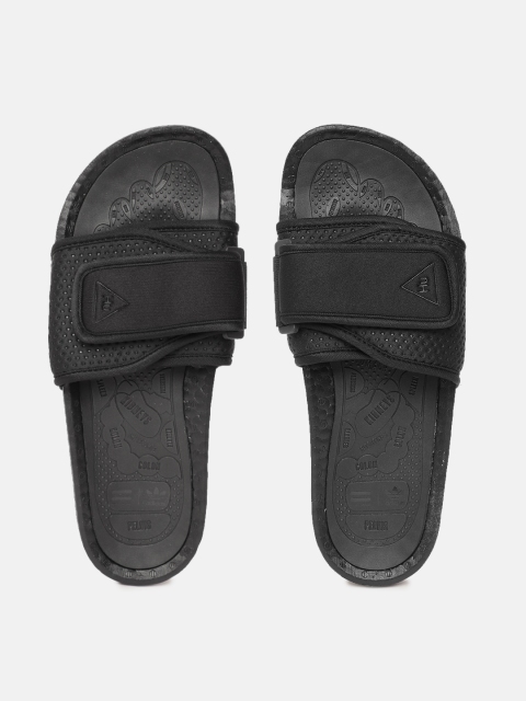 

ADIDAS Originals Unisex Black Perforated Pharrell Williams Chancletas HU Boost Sliders
