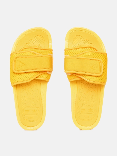 

ADIDAS Originals Unisex Yellow Perforated Pharrell Williams Chancletas HU Boost Sliders