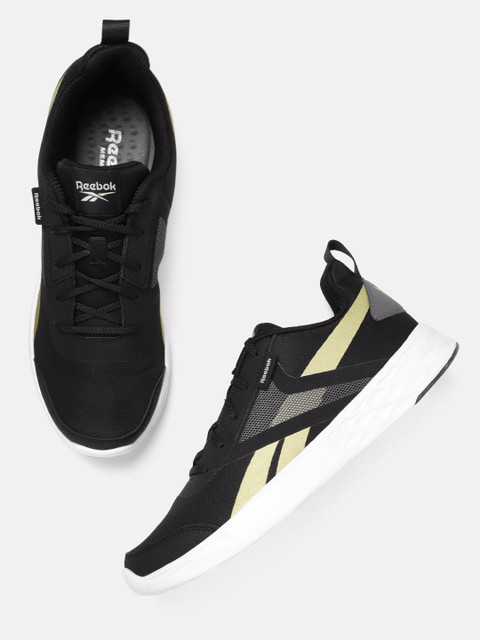 

Reebok Men Black & Muted Gold-Toned Pride Woven Design Training Shoes
