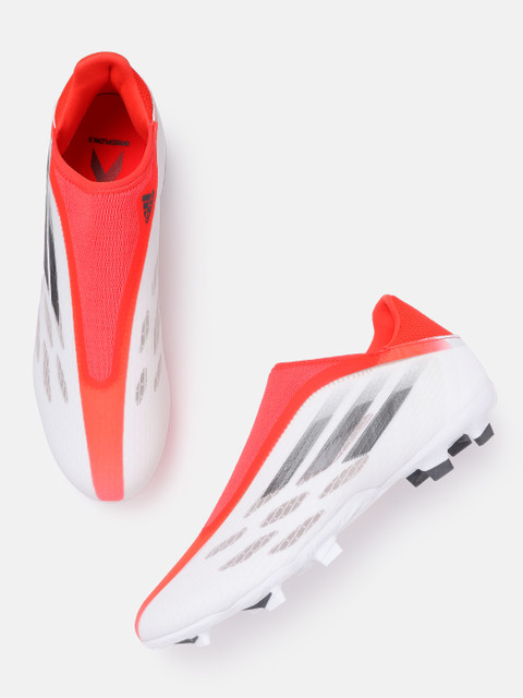 

ADIDAS Unisex Coral Orange & White Woven Design X Flow.3 LL FG Cleats Football Shoes