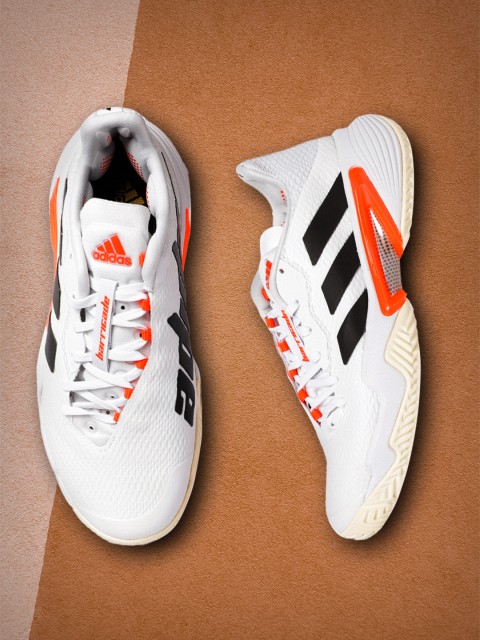 

ADIDAS Men White & Black Woven Design Barricade Tokyo Sustainable Tennis Shoes