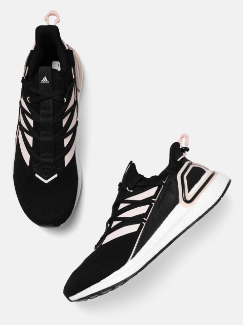 

ADIDAS Unisex Black & Peach-Coloured Striped Ultraboost 20 Lab Running Shoes