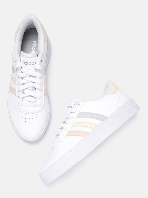 

ADIDAS Women White Court Bold Solid Flatform Sneakers