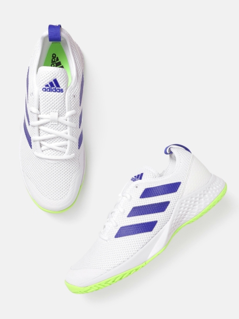 

ADIDAS Men White & Navy Blue Woven Design Multi-Court Tennis Shoes