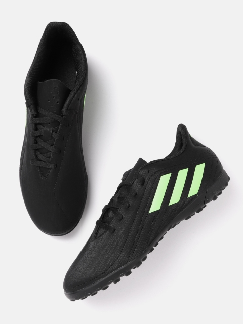

ADIDAS Men Black & Green Conquisto III Turf Trainer Perforated Football Shoes