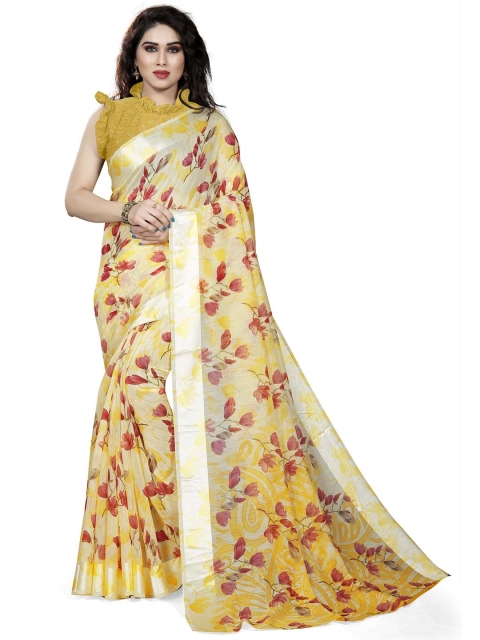 

KALINI Women Yellow Floral Printed Saree