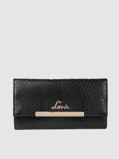 

Lavie Women Black Animal Textured PU Two Fold Wallet