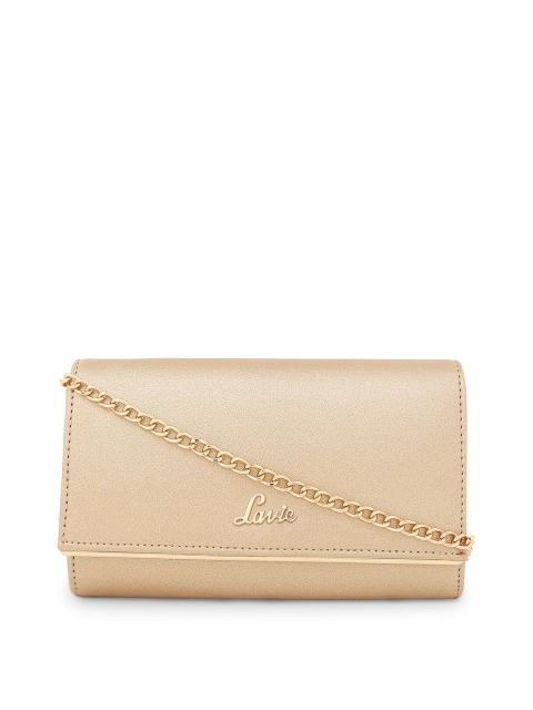 

Lavie Gold-Toned Solid Foldover Clutch with Detachable Shoulder Strap, Rose gold