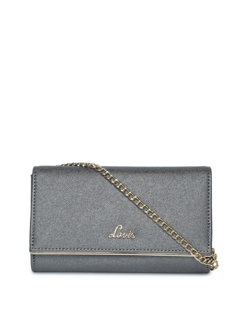 

Lavie Charcaol Grey Snakeskin Textured Purse with Detachable Shoulder Strap