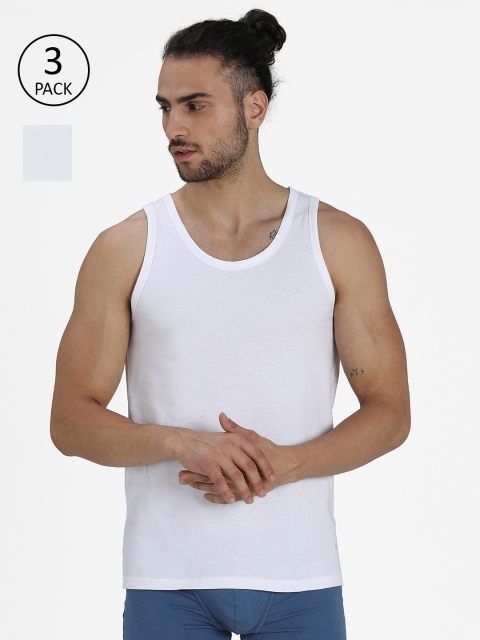 

Puma Men Pack Of 3 White Solid Innerwear Vests
