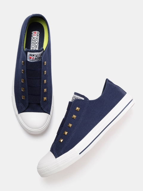 

Kook N Keech Unisex Navy Blue Solid Slip-On Sneakers