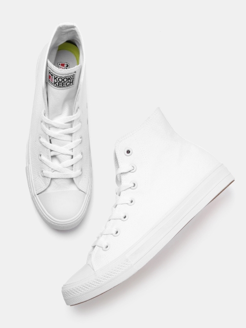 

Kook N Keech Unisex White Solid High-Top Sneakers