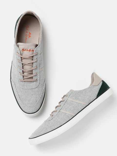 

Mast & Harbour Men Grey Striped Sneakers