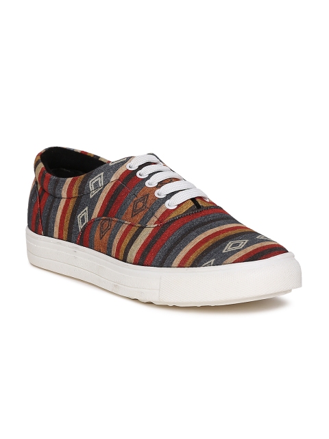 

Franco Leone Men Multicolour Striped Sneakers, Multi