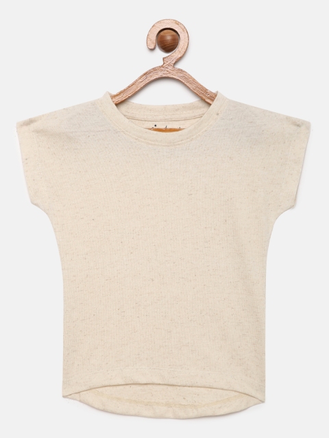 

METRO KIDS COMPANY Beige Extended Sleeves High-Low Crop Top