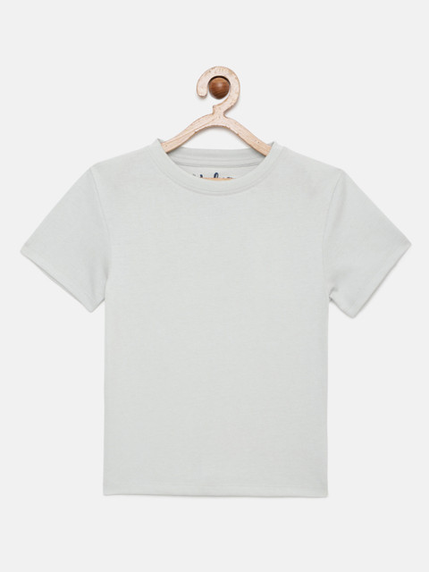 

METRO KIDS COMPANY Boys Off-White Solid Pure Cotton T-shirt